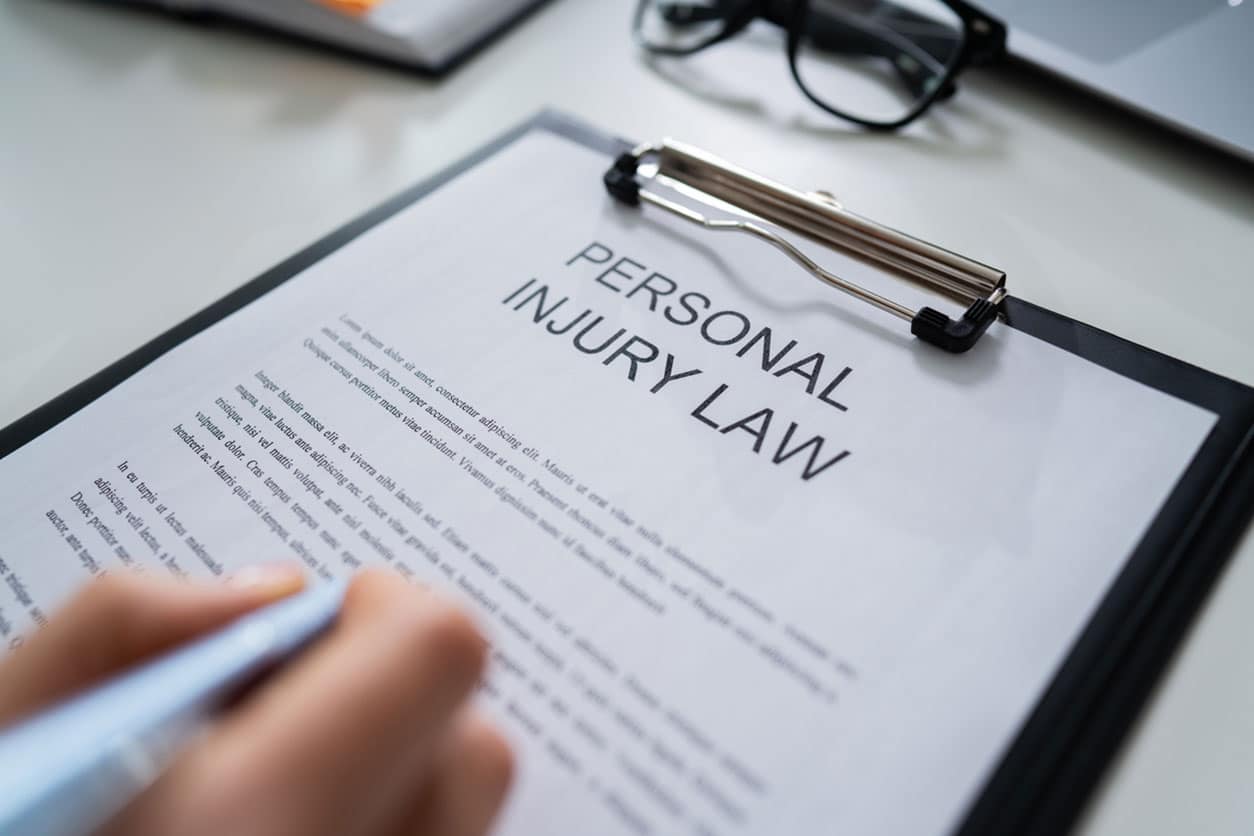 Elevated View Of Paper Of Personal Injury Law
